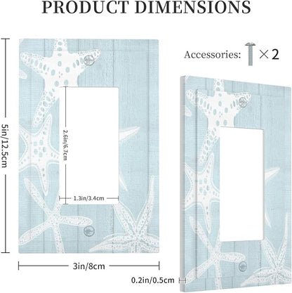 Beach Starfish Vintage Wood Rustic Country Ocean Decorative Outlet Covers 1 Gang Single Rocker Light Switch Cover Plate Wall Plates GFCI Faceplate for Farmhouse Kids Room Decor