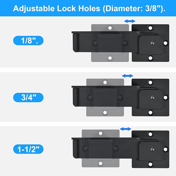 7.5" Flip Gate Latch Lock with Padlock Hole, 4mm Heavy Duty Aluminum Alloy Adjustable Door Latch for Sliding and Swing Open Door, Outdoor Gate, Wooden Fence, Barn Door, Shed, Garage, Yard