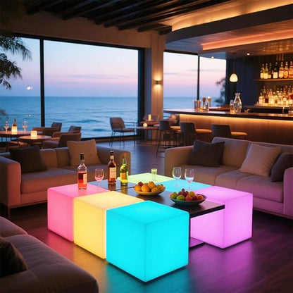 16'' Cordless LED Cube Chair Light, LED Cube Seat for Adult Kid, RGB Color Changing Waterproof Glowing Chair w/Remote, Rechargeable Night Light Mood Lamp Decorative Lights for Home Patio Garden Party