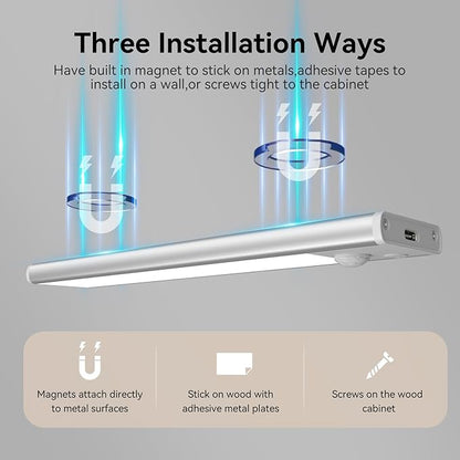Under Cabinet Lighting, LED Magnetic Motion Activated Under Cabinet Lights, Rechargeable Closet Lights 2800mAh Battery Operated, Wireless Dimmable Under Counter Lights for Kitchen,Hallway 4 Pack