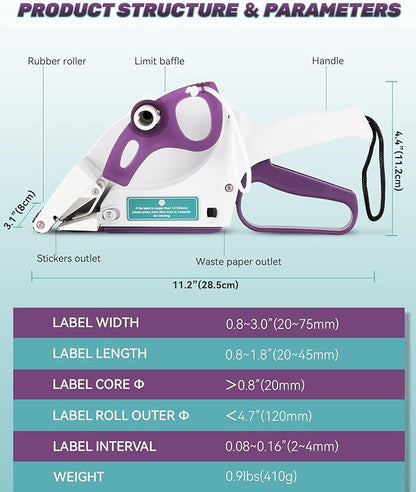 Label Applicator, Portable Barcode Applicator Gun Manual Label Applicator Round Square Flat Bottle Labeling Machine Hand Held Sticker Labeler for 1” 3” Label Core