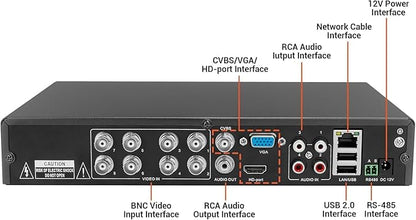 TIGERSECU Ultra HD 5MP 8 + 8 Channel Security DVR/NVR with 4TB Hard Drive, Expandable to 16 Cameras, Hybrid 6-in-1 Home Surveillance Recorder for 8 TVI, AHD, CVI, Analog, RS485 PTZ and 8 IP Cameras