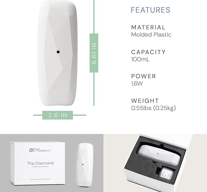 Air Esscentials Diamond Smart Scent Air Machine & Fresh Fur-Ever Aroma Oil, Waterless Fragrance Oil Diffuser with Bluetooth App Control, Fresh Cut Pine & Fir, Refreshing Winter Forest Scent, 100mL