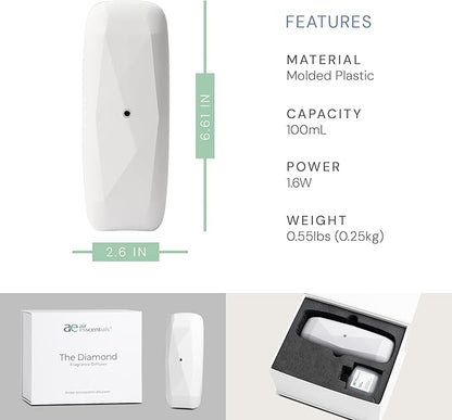 Air Esscentials Diamond Smart Scent Air Machine & Fresh Fur-Ever Aroma Oil, Waterless Fragrance Oil Diffuser with Bluetooth App Control, Fresh Cut Pine & Fir, Refreshing Winter Forest Scent, 100mL