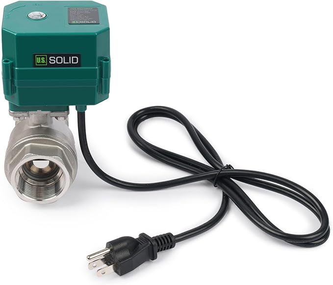 U.S. Solid 1-1/4" Motorized Ball Valve with US Plug 110VAC Stainless Steel Electrical Ball Valve,Auto Return, Normally Closed, IP65(8-PACK)