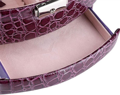 Portable Jewelry Box Organizer, Multi Layer Storage Case for Rings Earrings Necklaces, Purple PU Leather Jewelry Organizer with Mirror, 3 Drawers Travel Jewelry Box for Women Girls