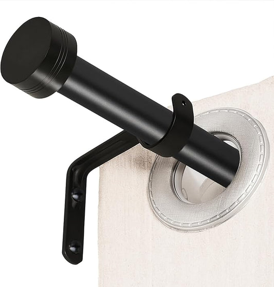 Black Curtain Rod for Windows 18 to 45 Inches, 1 Inch Adjustable Drapery Pole, Heavy Duty Outdoor/Indoor Modern Curtain Rods, Easy Installation(Black 18"-45")