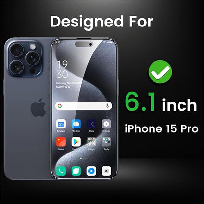 4 Pack Privacy Screen Protector for iPhone 15 Pro 6.1 Inch with 4 Pack Camera Lens Protector, Anti Spy Tempered Glass Film, Anti-Scratch, Touch Sensitive, Case Friendly