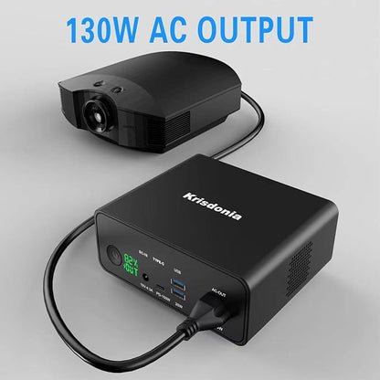 Krisdonia 130W Portable Power Bank, 148WH/40000mAh Portable Laptop Charger Battery Backup with 110V AC Socket/ 100W Type-C Port/2 USB QC3.0 for CPAP Outdoor Camping Trip Hunting Emergency