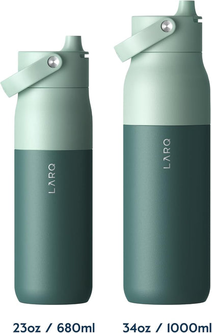 LARQ Bottle Swig Top 34oz - Insulated Stainless Steel Water Bottle With Built-In Silicone Handle | BPA Free | Reusable Water Bottle for Sports, Gym, and Travel, Eucalyptus Green