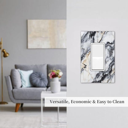 Decorative Outlet Covers Black Gold Marble Abstract Modern Luxury 1 Gang Single Rocker Light Switch Cover Plate GFCI Wall Plates Electrical Switch Plate Cover for Bedroom Home Decor
