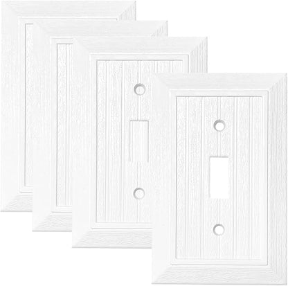 Modern Decorative Wall Plate Retro Wood Grain design Switch Cover Outlet Cover for Light Switch, Smart Switch, Dimmer, GFCI, USB Outlet (4 Pack, Single Toggle)