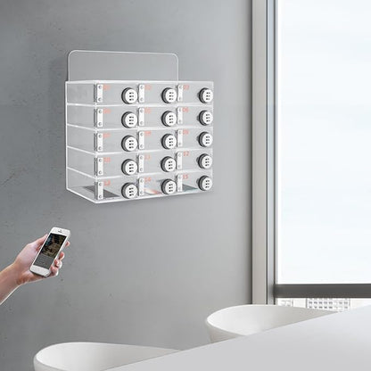 Cell Phone Storage Locker, 15 Slots Acrylic Material with Door Locks and Keys, Wall-Mounted Cabinet Pocket Office Classroom Gym Box, Clear