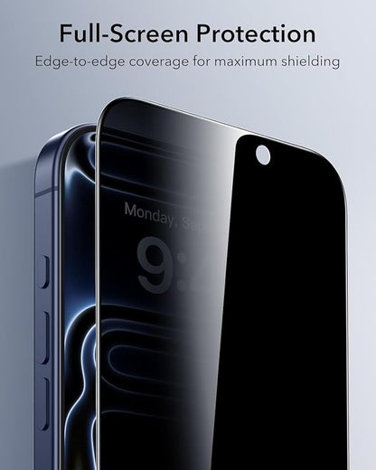 3 Pack for iPhone 17 Pro Max Screen Protector Privacy + 2 Camera Lens Protector 9H+ Tempered full cover Glass for iPhone 17 ProMax Military Grade Shatterproof Anti Spy Auto Installation kit