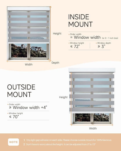 Smart Zebra Blinds for Windows, Alexa Motorized Blinds with Remote Control, Automatic Electric Power Zebra Shades for Indoor Windows (27" W x 72" H, Gray Fabric & White Shell)