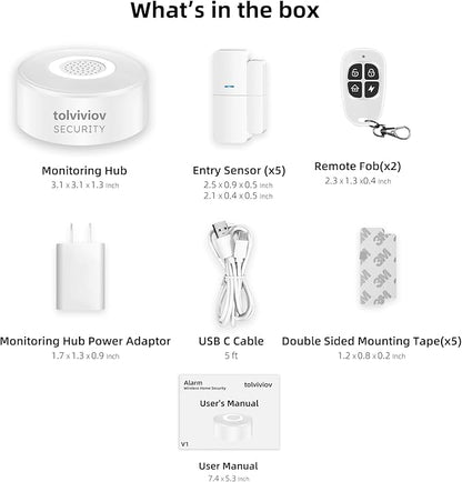 WiFi Door Alarm System, Wireless DIY Smart Home Security System, with Phone APP Alert, 8 Pieces-Kit (Alarm Siren, Door Window Sensor, Remote), Compatible with Alexa, for House, Apartment by tolviviov