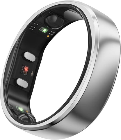 RingConn Gen 2, World’s First Smart Ring with Sleep Apnea Monitoring, No APP Subscription, 12-Day Battery Life, Stress/Heart Rate/Women's Health Tracker, Android & iOS Compatible (Silver, Size 14)