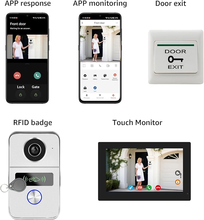 2 Wired Video Intercom System, 7 Inches Video Doorbell Camera with Monitor, Wired Video Door Phone HD Camera Kits Support tuya, Two Way Talk, Video Recording, Remote Unlock for Smart Home