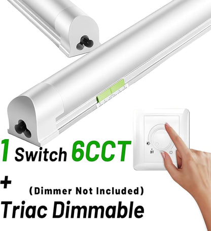 6 Pack Dimmable 4FT Led Shop Lights,30W T8 Integrated LED Tube Light,3000-6500K Tunable,4500LM W Frosted Cover,High Output,Linkable,Plug and Play Lights for Workshop,Garage,Basement,Barn