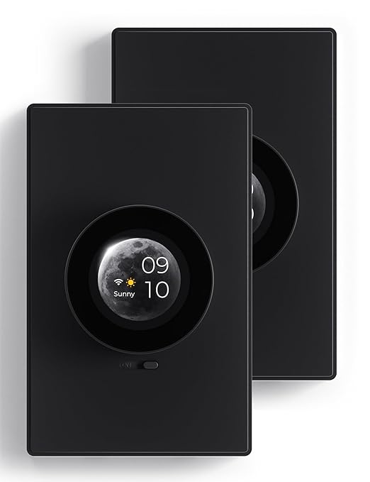 ELEGRP WiFi Smart Rotary Traic Dimmer with 1.8 inch TFT Display Screen, Single Pole, Needs Neutral Wire, 2.4GHz Wi-Fi, Compatible with Alexa and Google Home, No Hub Required, UL Listed, 2 Pack, Black