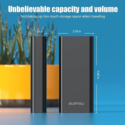50000mAh Portable Charger, Built-in Cable 22.5W QC 3.0 PD USB C Power Bank, Fast Charging with, LED Flashlight, External Mobile Phone Batteries Compatible with iPhone (Black2, 50000, Milliamp Hours)