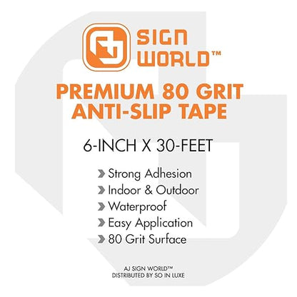 Best Anti-Slip Grip Tape, 6" x 30 FT, Black & Yellow Striped, 80 Grit, Industrial Grade, Indoor, Outdoor, Weatherproof (6-Inch x 30 Feet Roll)
