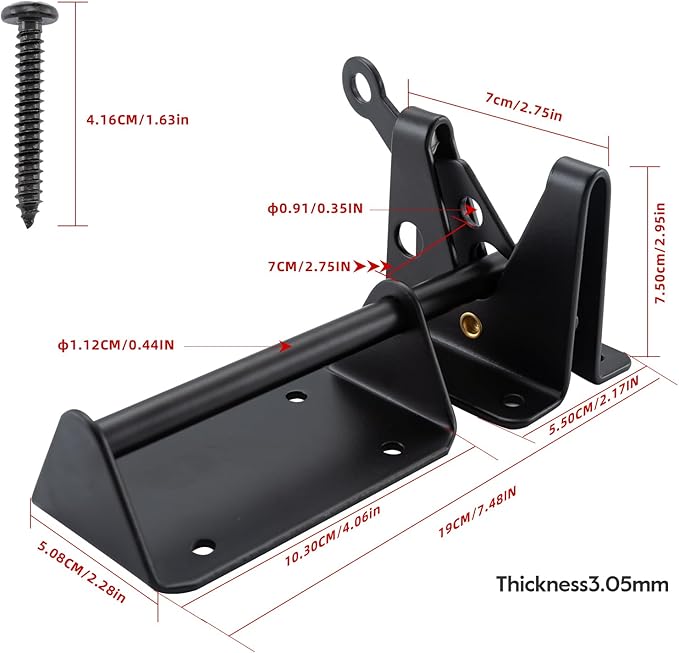 HOME MASTER HARDWARE Heavy Duty Automatic Gate Latch for Wooden Fence, 7-1/2" Black Self Locking Door Latches, Security Latches Hardware for Wood Gates, Vinyl Fence, Garden and Metal Gates
