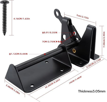 HOME MASTER HARDWARE Heavy Duty Automatic Gate Latch for Wooden Fence, 7-1/2" Black Self Locking Door Latches, Security Latches Hardware for Wood Gates, Vinyl Fence, Garden and Metal Gates