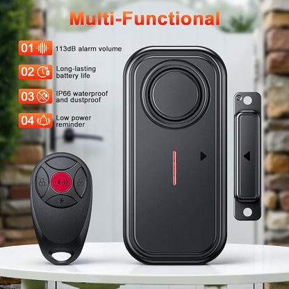 Door Alarms When Opened, 113dB Anti-Theft Window Alarm with Remote, Magnetic Security Door Sensor, Home Security Pool Safety for Kids, Alzheimer's Care