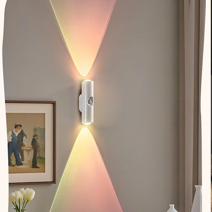 Rechargeable Smart LED Motion Sensor Ambient Light, Punch-Free Color Changing Motion Sensor Light for Stairs, Wardrobe, Cabinet (1Pc,Wood, 7-Color Changing)