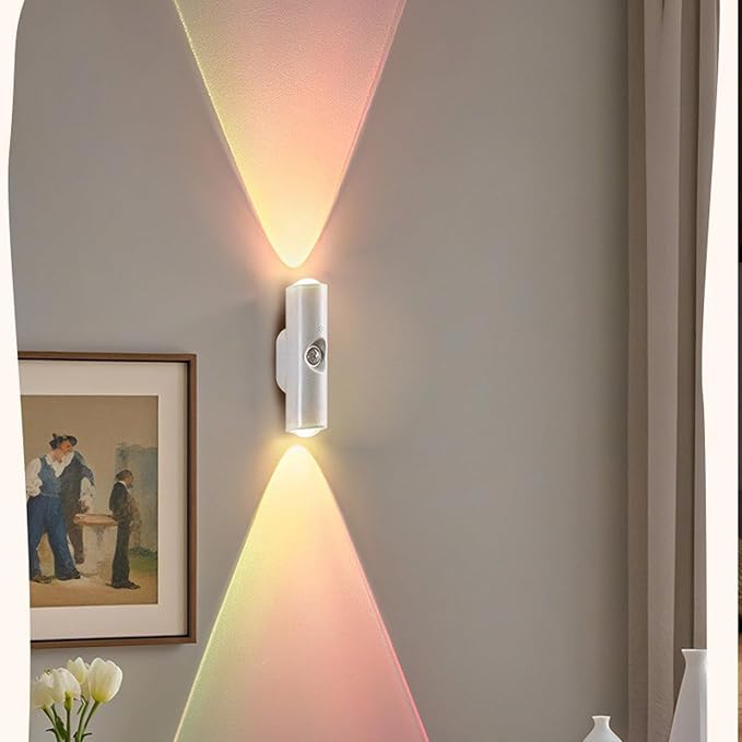 Rechargeable Smart LED Motion Sensor Ambient Light, Punch-Free Color Changing Motion Sensor Light for Stairs, Wardrobe, Cabinet (1Pc,White, 7-Color Changing)
