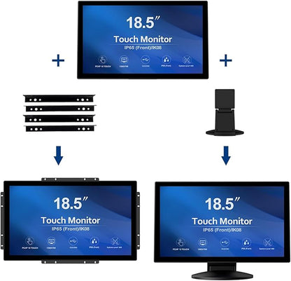 GreenTouch 18.5 Industrial Touch Monitor Open Frame, HDMI/VGA/DVI Interface, Built-in Speakers, Capacitive Touch Screen Technology