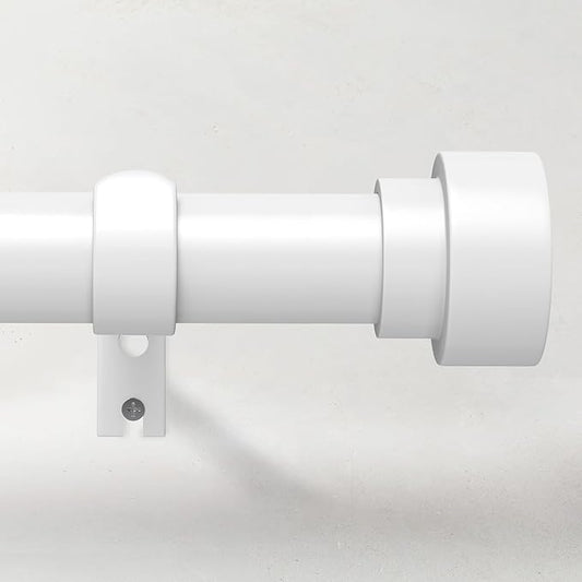 Curtain Rods for Windows 66 to 120, 1 Inch Adjustable White Extra Long Heavy Duty Curtain Rod, Modern Style Indoor Outdoor Window Drapery Rods with End Caps, Size 32" - 120"