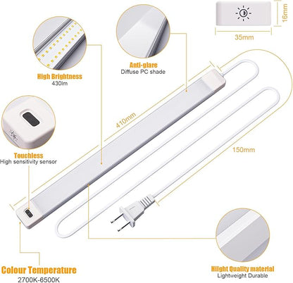 MYPLUS 16" Hand Wave Activated Under Counter Lighting, 2 Pcs LED Cabient Lights Motion Sensor with 5 Color Warm/Daylight/Cold White, Bright 450 Lumens LED Lights for Kitchen