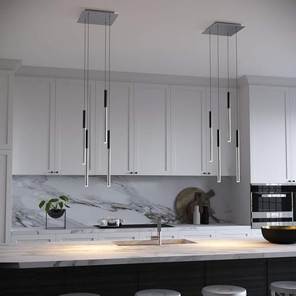 ALTAIR 4 Mini Pendant Lighting Black-Nickel - LED Hanging Light Fixture for Kitchen Island, Bar, Foyer - Cluster Pendants - Dimmable, Adjustable Wire, Lamp Bulb Included