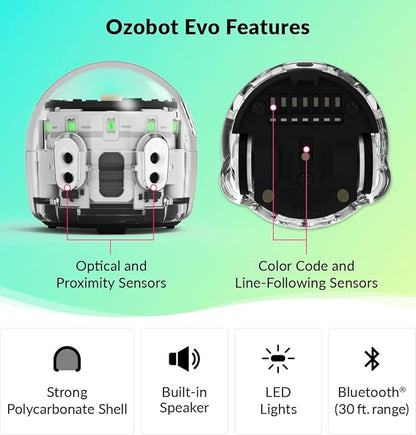 Ozobot Evo Classroom Kit (18 Bots): Professional STEM Education Set for Grades K-12, Includes 18 Robots, Charging Cradle, Color Code Markers, and Access to 700+ Lesson Plans for Teachers and Schools