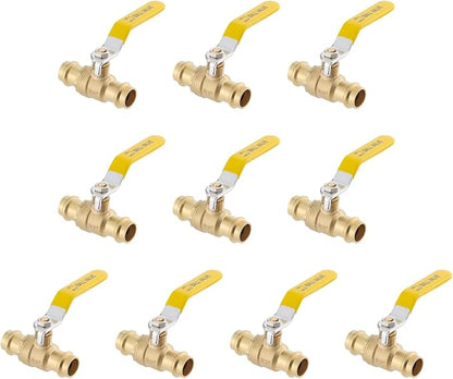 3/4" Press propress Ball Valve with EPDM O-Ring 1/4-Turn Full Port Shut Off Stop Valve for Copper Tubing Connection LF Brass 10PCS