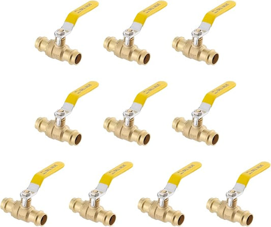 3/4" Press propress Ball Valve with EPDM O-Ring 1/4-Turn Full Port Shut Off Stop Valve for Copper Tubing Connection LF Brass 10PCS