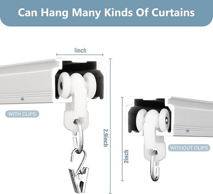 Curtain Track Ceiling Mount heavy duty sliding Curtains Tracks rails Rod System Room Divider with clips 3-6ft White