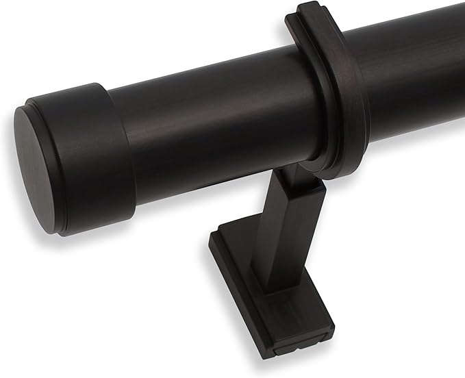BlastHome® Non-Adjustable Luxury Curtain Rods for Windows, 1 ¼” Rod Set, 12 foot Fixed Length (Three Rods Connect for a Seamless Look), Brushed Dark Brown