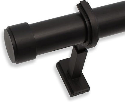 BlastHome® Non-Adjustable Luxury Curtain Rods for Windows, 1 ¼” Rod Set, 6 foot Fixed Length (Two Rods Connect for a Seamless Look), Brushed Dark Brown