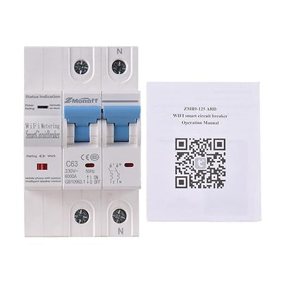 2P Smart Circuit Breaker, 100A 220V WiFi Smart Energy Monitor Switch Meter, One-Click Switch, APP Remote Switch, Miniature Circuit Breakers, Remote Control with TY APP for Apartments