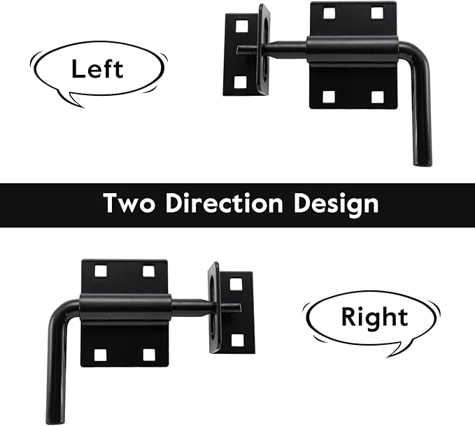 HOME MASTER HARDWARE Heavy Duty Slide Bolt Gate Latch, Sliding Bolt Door Latch Gate Lock Hardware with Padlock Hole, 2 in 1 Barrel Bolt Latch for Wooden Fence/Shed Door/Yard Door/Barn Door, Black