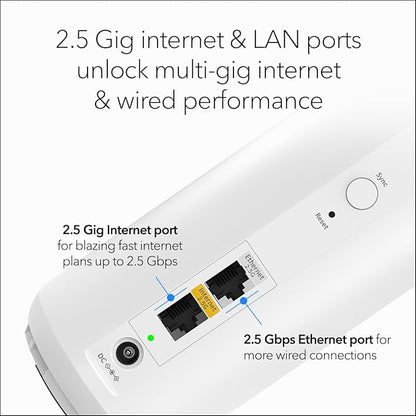 NETGEAR Orbi 370 Series Dual-Band WiFi 7 Mesh Network System for Home (RBE372) – Wireless Router + 1 Extender, Security Features, 5 Gbps, Covers 4,000 sq.ft., 70 Devices, 2.5GB Internet Port, BE5000