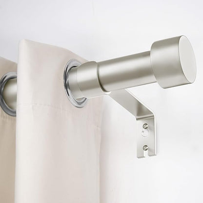 2 Pack Curtain Rods for Windows 48 to 84 Inch(4-7ft), 1 Inch Brushed Nickel Adjustable Heavy Duty Curtain Rod Set, Modern Style Drapery Rods for Bedroom Living Room, Size 32"- 90"