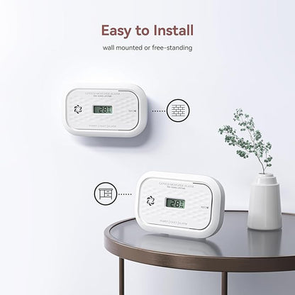 4 Packs Carbon Monoxide Detectors,10 Year Battery Carbon Monoxide Alarm, CO Detector with LCD Display, 3 LED Lights CO Alarm for Home