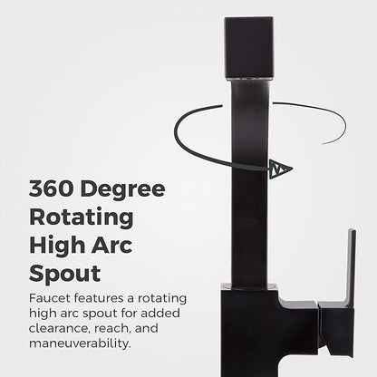 Pfister Arkitek Kitchen Faucet with Pull Out Sprayer, Single Handle, High Arc, Matte Black Finish, LG534LPMB