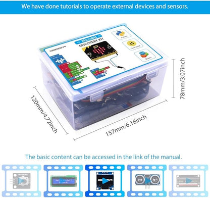 GeeekPi Basic Starter Kit for BBC Micro:bit (V2 Included), Blocks and Python Code, Multiple Sensors Project Examples, Detailed Tutorial Included