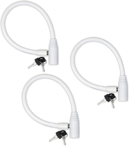 Urban August Child-Proof Refrigerator Lock for Kids & Adults - Lock for French Door Fridge and Cabinet (Regular, White, 3 Pack Keyed Alike)