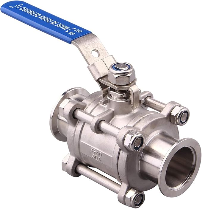 SHERICH Vacuum KF40 Ball Valve 304 Stainless Steel Clamp High Vacuum Fast Ball Valve Blue Handle With Locking Device (KF40)